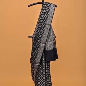 Noir Royale – Black Spun Silk Banarasi Saree