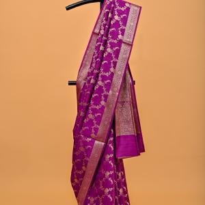 Gulab Mahal – Pink Spun Silk Banarasi Saree