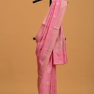 Blush of Tradition – Pink Spun Silk Saree