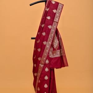 Laalima – Maroon Spun Silk Banarasi Saree